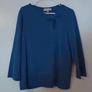Philosophy Republic Clothing Women’s XL Blue Tie Neck Blouse 3/4 Sleeve Career